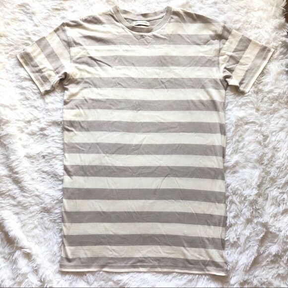 URBAN OUTFITTERS STRIPE BEIGE/WHITE SHIFT DRESS XS‎ - Picture 1 of 8